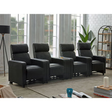 Load image into Gallery viewer, Warren - 4 Seater Home Theater With Wedge Console Recliners - Black