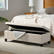 Load image into Gallery viewer, Storage Ottoman With Tufted Top And Pillow Soft Cushioning - Beige