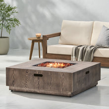 Load image into Gallery viewer, Wellington Square Iron Fire Pit With Wood Pattern Design And 50,000 Btu Output