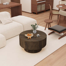 Load image into Gallery viewer, Modern Circular Coffee Table With Stripe Design And Storage Space