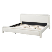 Load image into Gallery viewer, Upholstered Platform Bed Frame With Curved Headboard, Wood Slats Support