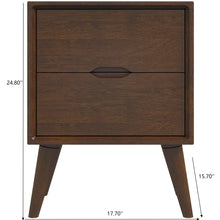 Load image into Gallery viewer, Alexandra - Night Stand With 2 Drawers - Walnut Brown