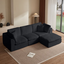 Load image into Gallery viewer, Cloud Sectional Couch, Convertible With Ottoman, 3 Seater Modular Design