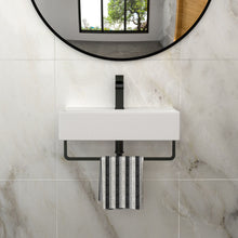 Load image into Gallery viewer, Wall Mounted Rectangular Bathroom Sink With Towel Bar