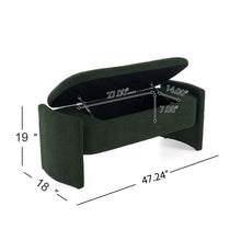 Load image into Gallery viewer, Elegant Long Shaped Storage Ottoman Bench, Boucle Material, Simple And Grand Design - Dark Green