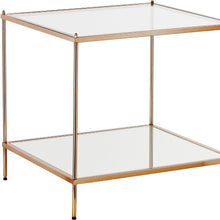 Load image into Gallery viewer, Glass Iron Square End Table With Shelf - Clear / Gold