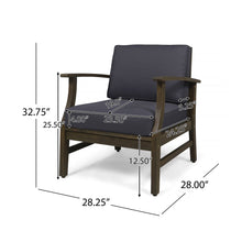 Load image into Gallery viewer, Enchanting Outdoor Club Chair With Slat Panel Design And Water Resistant Cushion - Dark Gray