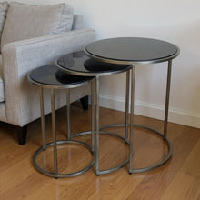 Load image into Gallery viewer, Marble And Iron Round Frame Nested Tables (Set of 3) - Gunmetal