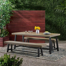 Load image into Gallery viewer, Outdoor 3 Piece Picnic Dining Set - Gray / Rustic Metal