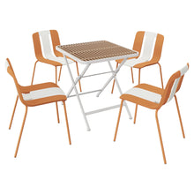 Load image into Gallery viewer, 4 Piece Set Of Modern Striped Single Chairs With Folding Square Table