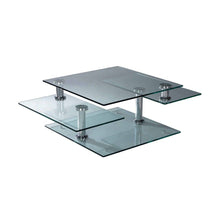 Load image into Gallery viewer, 32" Clear And Glass And Metal Coffee Table With Three Shelves - Silver