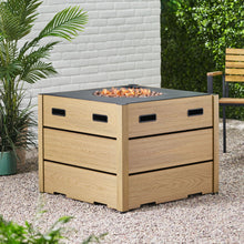 Load image into Gallery viewer, Rustic Style Outdoor Square Propane Fire Pit, 40, 000 Btu