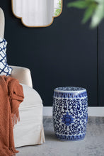 Load image into Gallery viewer, Ceramic Garden Stool, Small Side Tabel - White / Blue