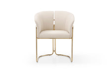 Load image into Gallery viewer, Faux Leather Metal Partially Open Back Dining Arm Chair - Beige / Gold