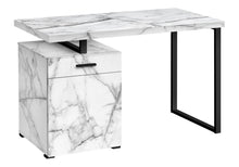 Load image into Gallery viewer, Computer Desk, Home Office, Laptop, Left, Right Set-Up, Storage Drawers, Work, Marble Look Laminate, Contemporary, Modern - White