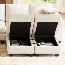 Load image into Gallery viewer, 32" Velvet Tufted Storage Ottoman - Beige / Black