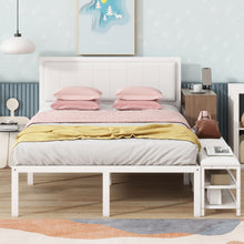 Load image into Gallery viewer, Platform Bed With 2 Tier Storage Shelves, Storage Cabinet