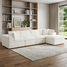 Load image into Gallery viewer, Chenille Modular Sofa Chaise With Ottoman Toss Pillows (725203) - Beige