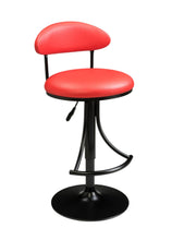 Load image into Gallery viewer, Velver And Metal Low Back Adjustable Height Bar Chair - Red And Black