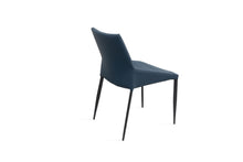 Load image into Gallery viewer, Faux Leather Metal Dining Side Chairs (Set of 2) - Navy Blue / Black