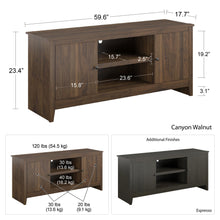 Load image into Gallery viewer, TV Stand For TVs Up To 65" With Open Shelves And Storage Cabinets - Walnut