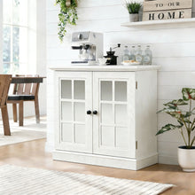 Load image into Gallery viewer, Sideboard Cabinet With Mirrored Doors, Adjustable Shelf, Metal Handles