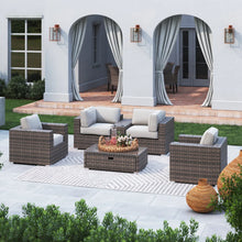 Load image into Gallery viewer, Wicker Seating Group Set With Table And Cushions