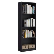 Load image into Gallery viewer, Four Tier Bookcase With Two Doors - Black