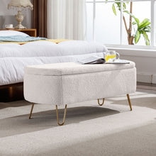 Load image into Gallery viewer, Storage Ottoman Bench For End Of Bed Legs, Modern Camel Faux Fur Entryway Bench Upholstered Padded With Storage For Living Room Bedroom