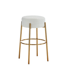 Load image into Gallery viewer, Round High Bar Stools (Set of 2), Contemporary Upholstered Dining Stools For Kitchens, Coffee Shops And Bar Stores - Gold Legs