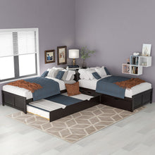 Load image into Gallery viewer, L Shaped Platform Bed With Trundle And Drawers Linked With Built In Desk