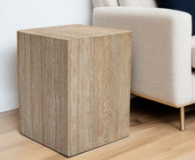 Load image into Gallery viewer, 20" Marble Square Block End Table - Beige