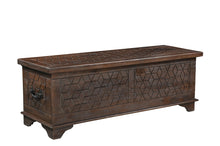 Load image into Gallery viewer, 52" Solid Wood Geometric Storage Ottoman - Brown