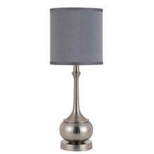 Load image into Gallery viewer, Metal Round Table Lamp With Gray Cone Shade - Nickel
