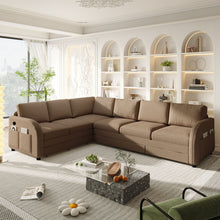 Load image into Gallery viewer, L-Shaped Couch With Pull-Out Bed, Convertible Sleeper Sofa With Side Pocket & USB Port