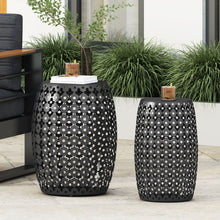 Load image into Gallery viewer, Modern Outdoor Metal End Table Set With Durable Iron Frame - Black