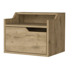 Load image into Gallery viewer, 13" One Drawer Faux Wood Floating Nightstand - Light Brown
