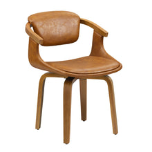 Load image into Gallery viewer, Upholstered Faux Leather Dining Arm Chair - Light Brown