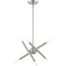 Load image into Gallery viewer, 15" Six Light Dimmable Chandelier With Shades - Nickel