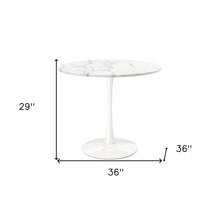 Load image into Gallery viewer, 36" Rounded Metal Pedestal Base Dining Table - White