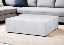 Load image into Gallery viewer, Genuine Marble And Brass Square Coffee Table - White