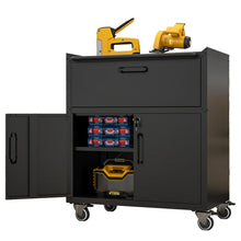Load image into Gallery viewer, Sturdy And Durable Metal Tool Cabinet For Garage With Wheels Mobile Heavy Duty Storage Cabinet With 1 Drawer And 2 Locking Doors