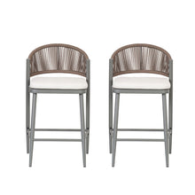 Load image into Gallery viewer, Outdoor 26" Counter Height Metal Frame Counter Stools With Scallop Shaped Backrest & Water Resistant Cushions