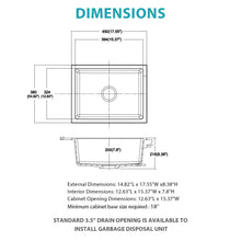 Load image into Gallery viewer, Quartz Composite Undermount Single Bowl Kitchen Sink