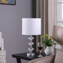 Load image into Gallery viewer, Crystal Geometric Table Lamp With White Classic Drum Shade - Silver