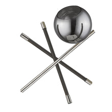 Load image into Gallery viewer, Metal Tripod Table Lamp With Nickel Globe Shade - Black