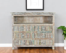 Load image into Gallery viewer, 50" Distressed Reclaimed Wood Open And Enclosed Storage Entertainment Center - White