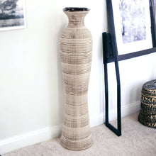 Load image into Gallery viewer, Striped Bud Floor Vase - Beige / Brown