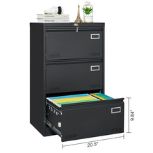 Load image into Gallery viewer, Filing Cabinet Lateral File Cabinet 3 Drawer, Locking Metal File Cabinets Three Drawer, Office Filing Cabinet With Lock Drawers For Home Office