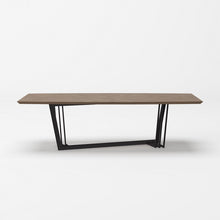 Load image into Gallery viewer, 107" Rectangular Geo Trestle Wood Dining Table - Brown / Black